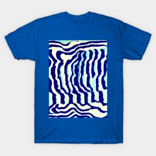 Background blue wavy strokes T-Shirt